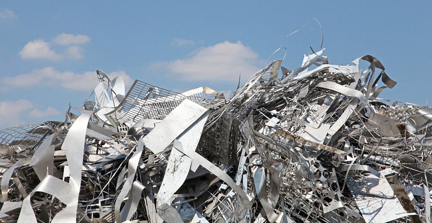 Metal scrap pile in nature